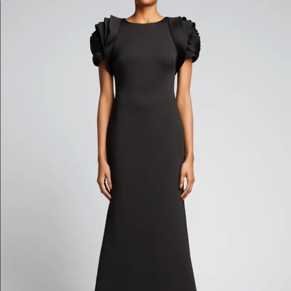 Badgley Mischka Rosette Sleeve Gown